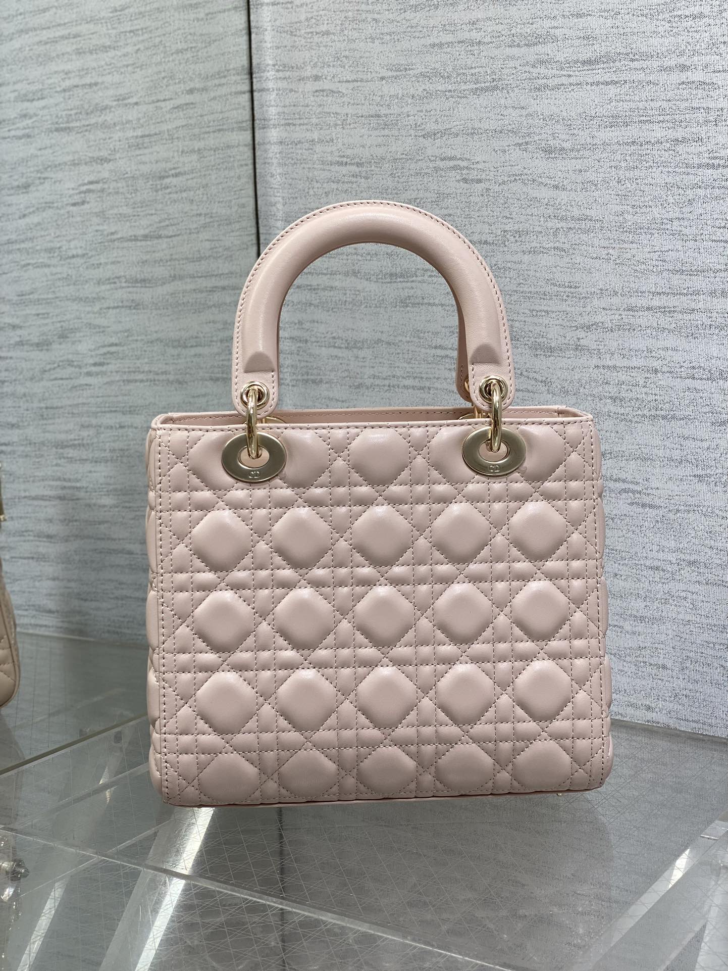 Medium Lady Dior Bag Powder Pink Cannage Lambskin